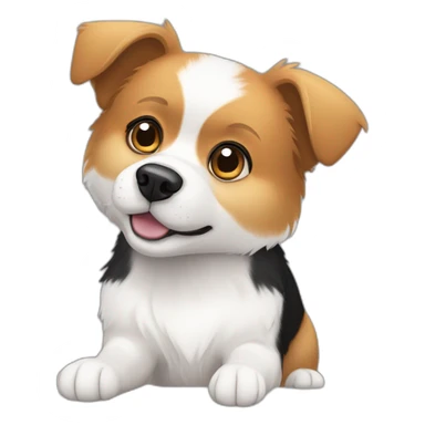 Dog half pomeranian quarter beagle quarter american eskimo with black and white fur sticker