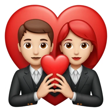 Two people holding half a heart up sticker