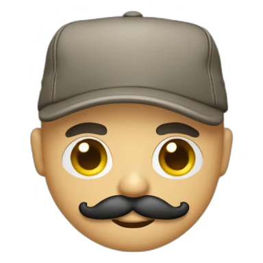 Skinhead in five-panel cap with mustache sticker