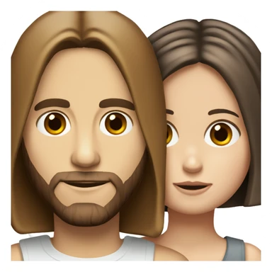 Jared Leto in a relationship with a short, brown-haired girl with big brown eyes and a bob haircut sticker