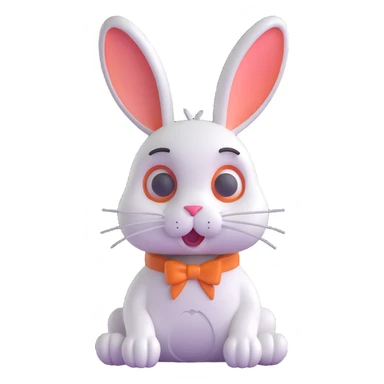 beautiful detailed 3D rabbit, looking disappointed, phrase 'Why don't you come to my website and leave me a comment?' in clear readable font sticker