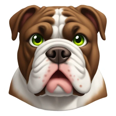 Chocolate coat English bulldog with green eyes sticker