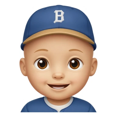 bald baby with baseball hat sticker