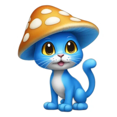 Smurf cat blue mushroom sticker