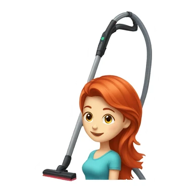 Red haired girl with a vacuum cleaner  sticker