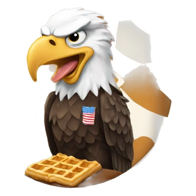 Bald eagle eating waffles with the letters cwe sticker