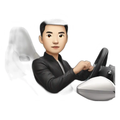 Chen Xiao driving a tesla sticker