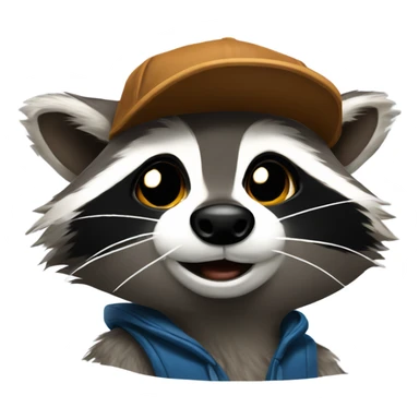 Raccoon with a coon skin cap sticker