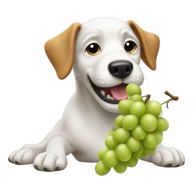 Dog eating grapes sticker