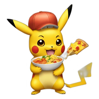 Pikachu eating Charmander’s food sticker