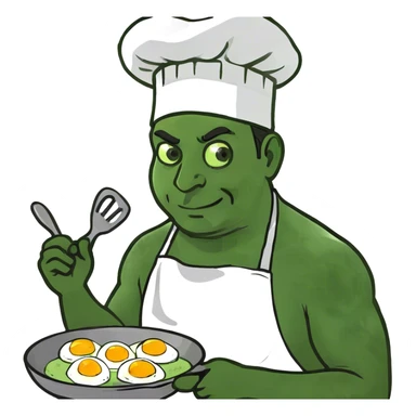 hot man making eggs sticker