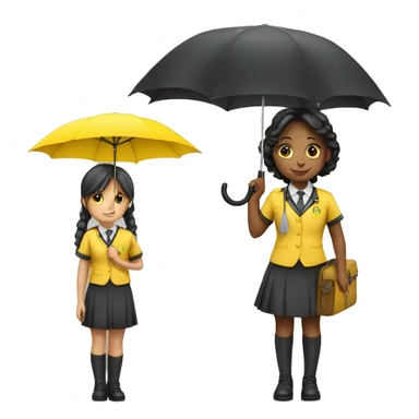 A koean girl wear school uniforms hold yellow umbrella  sticker