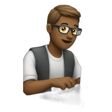 someone working on laptop sticker