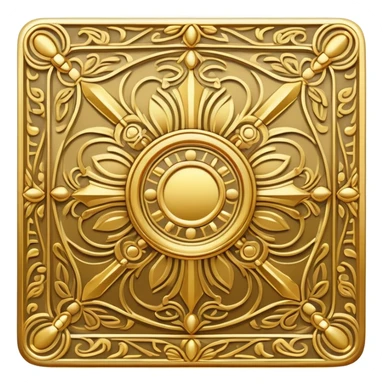 A golden square with a pattern sticker