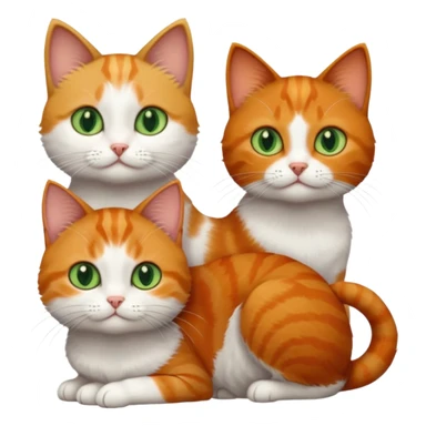 3 different coloured tiny short haired cats, including a dark grey and white cat with green eyes,and  a ginger and white with orange eyes and a brown tabby and white with hazel eyes sticker