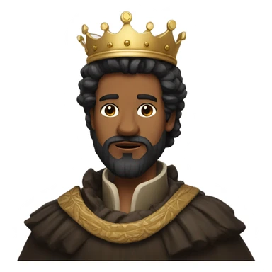 King with wavy black hair and a beard sticker