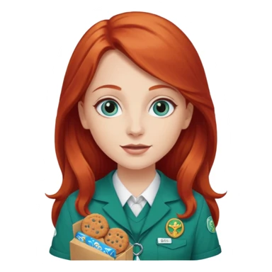 white girl scout with red long hair selling cookie at Wendy’s big sticker