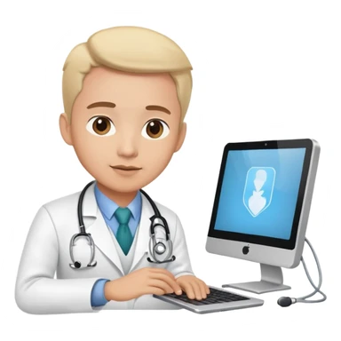 doctor on a video call consultation with stethoscope and computer screen sticker