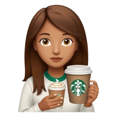 Girl, brown hair and brown eyes, Starbucks sticker