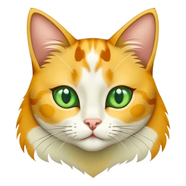 Yellow calico cat with a base color of white and brown spots with green eyes sticker