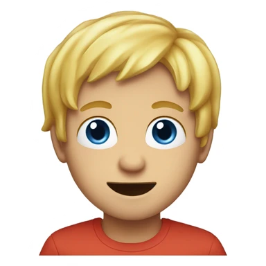 A blond hair boy with blue eyes eating a fruit roll up sticker
