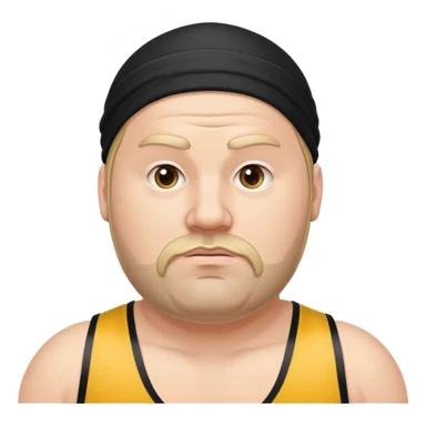 White skin fat guy with black durag, light stubble beard of a few days in wrestling singlet sticker
