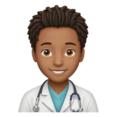 make me a black doctor with short dreads, he is a teen, no face hair, make him happy sticker