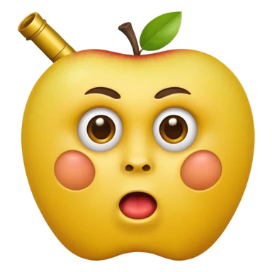 Hazme una carita redonda  amarilla de Apple con una pistola dentro de la boca sticker