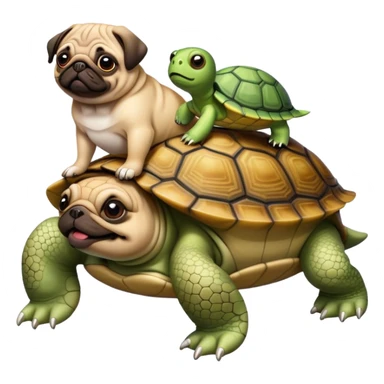 Pug riding a turtle  sticker