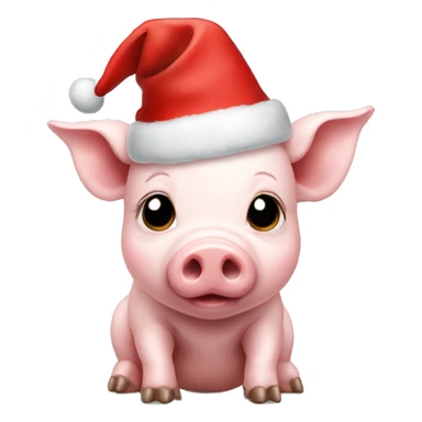 baby pig with christmas hat on  sticker