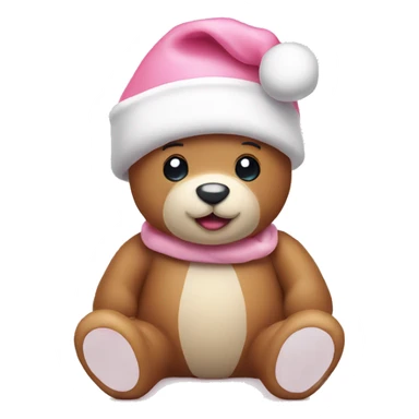 Baby pink teddy with Santa hat sticker