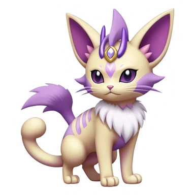 Meowth-Espeon-Skitty-Pokémon-Fakémon-hybrid-creature (full body) sticker