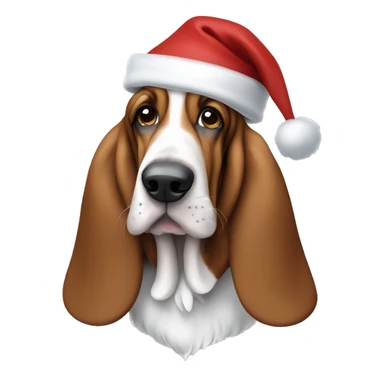 A basset hound with a Santa hat sticker