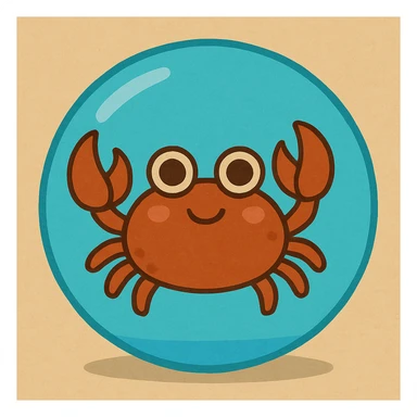 Edit the bubble in the image to be translucent or blue, resembling the water of a nice tropical beach. Remove the 3 small bubbles to the side. Add shadows to indicate the bubble is floating. Keep the style consistent with the original image. sticker