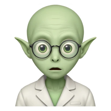 alien, glasses, white coat, suprise sticker