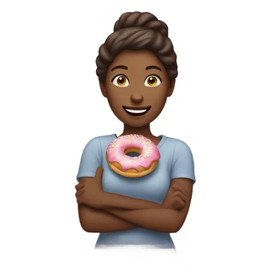 Woman eating donut sticker