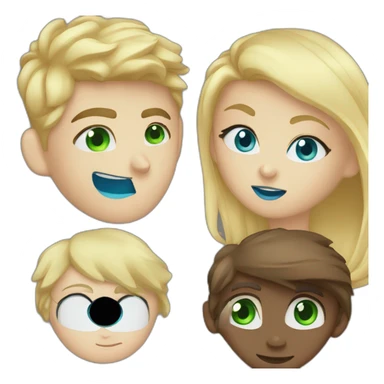 Girl blue eyes blonde hair kiss a boy with dark brown hair and green eyes sticker