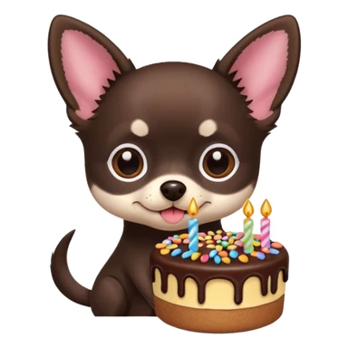Black chihuahua with a piece of cake sticker