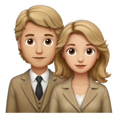Married couple male dirty blonde hair and female brown wavy hair sticker