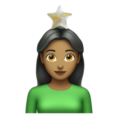 Green women holding three gold stars above head sticker