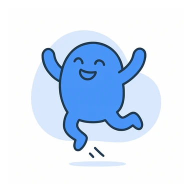 a blue blob jumping with joy sticker