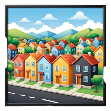 group of 3 houses representing neighborhood sticker