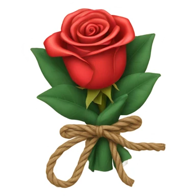 Red rose bouquet with paper around and rope bow sticker