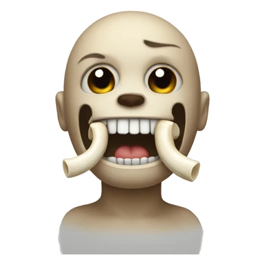 Emoji with bone in mouth sticker