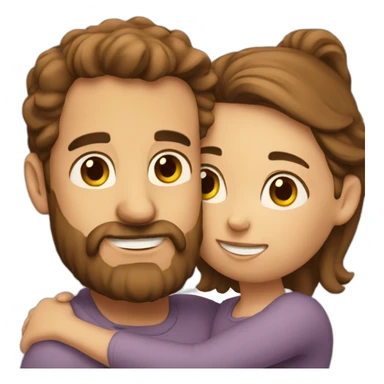 man with brown beard hugging girl with brown hair sticker