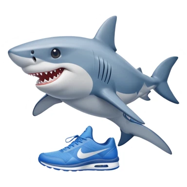 friendly shark wearing blue Nike shoes sticker