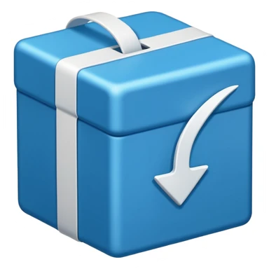 Blue box with a white check mark in the middle of the blue box that is a little bit tilted to the right and its 1 dimensional  sticker