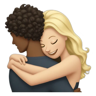 White man with dark curly hair hugging a blonde curvy woman sticker