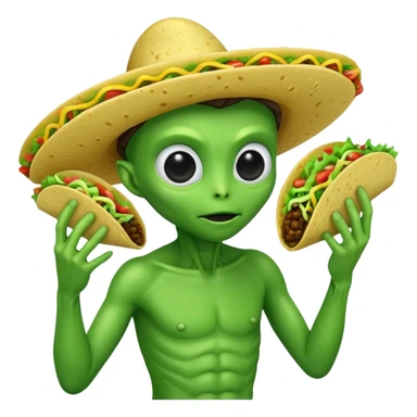 alien eating tacos sticker