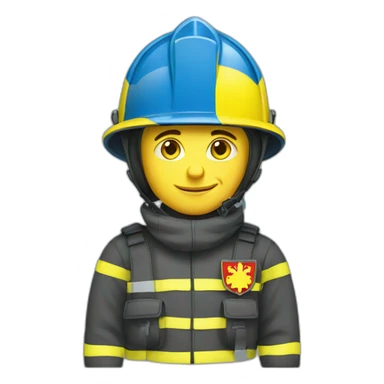 Ukrainian firefighter with the flag of Ukraine sticker